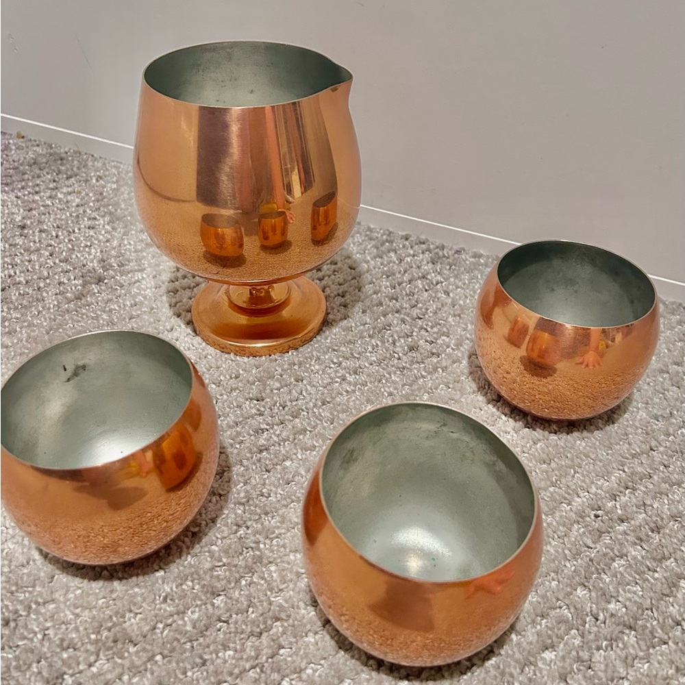 Copper and Silver Drinkware Set